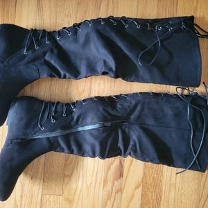 Just fab womens over the knee flat black boots